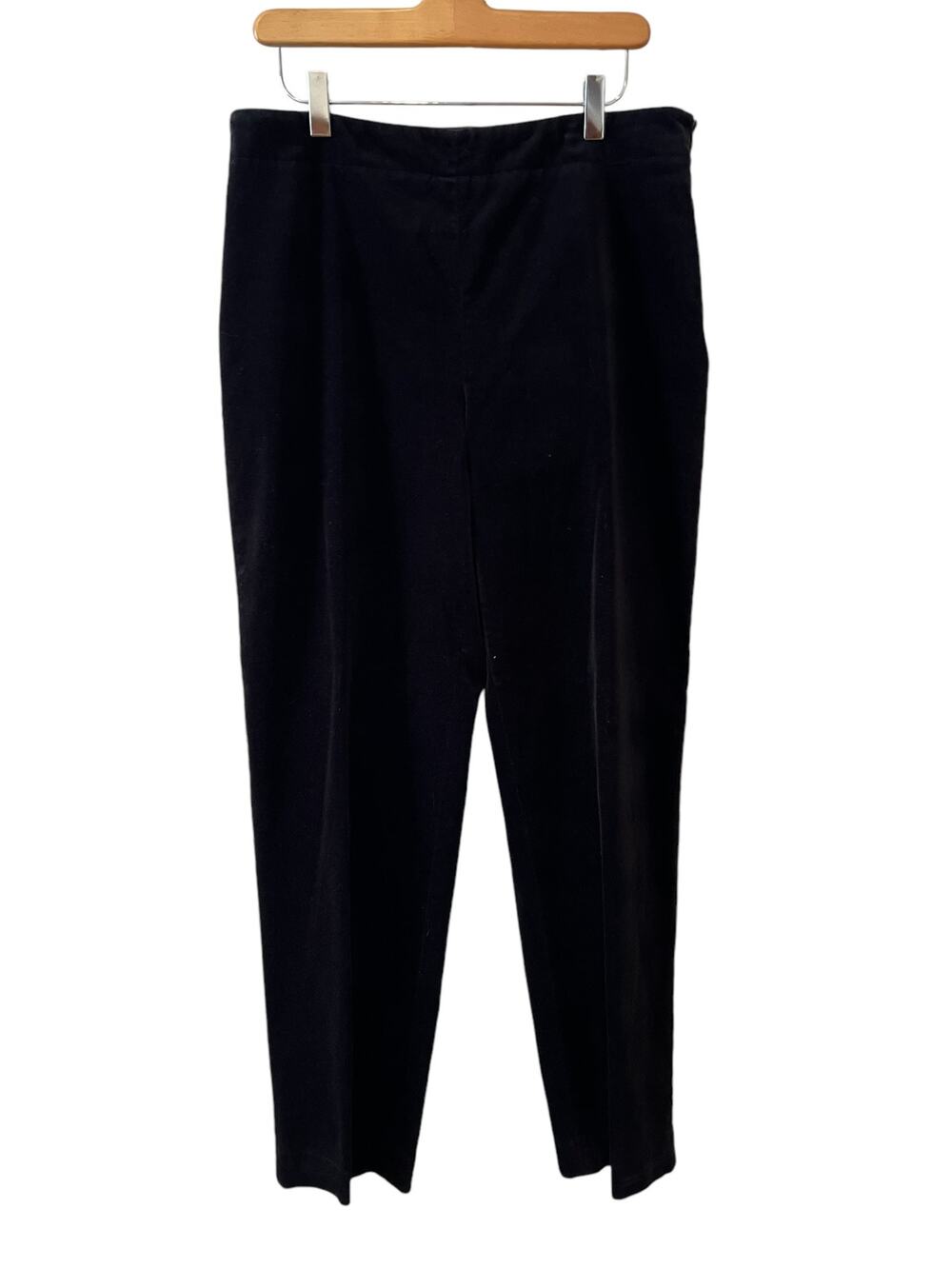Talbots Classic High Waisted Slim Straight Leg Velvet Pants Black 10
